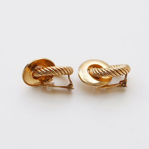 Christian Dior Round Vintage Large Earrings Gold WS10990