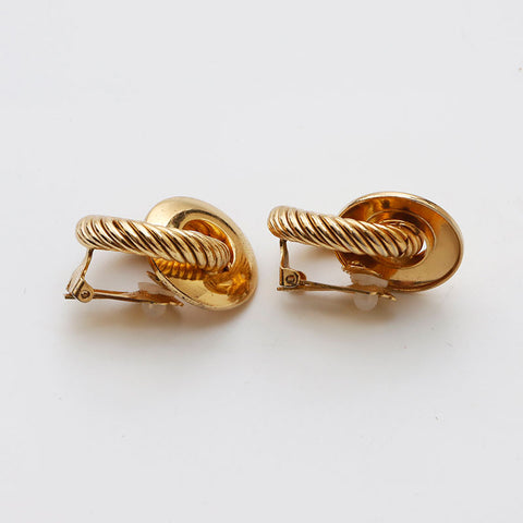Christian Dior Round Vintage Large Earrings Gold WS10990