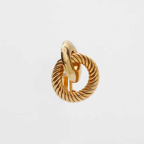Christian Dior Round Vintage Large Earrings Gold WS10990