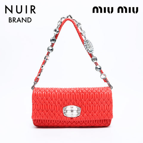 ミュウ ミュウ Miu Miu マトラッセ ナッパ クリスタル 2Way ショルダーバッグ ピンク WS10996 – NUIR VINTAGE