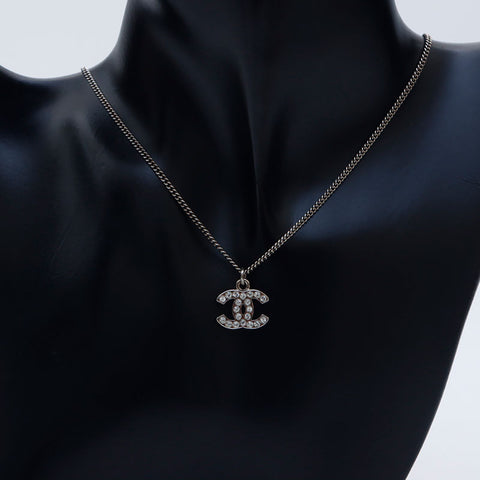 Chanel Chanel 09V Coco -Marke Strass Halskette Silber WS10997