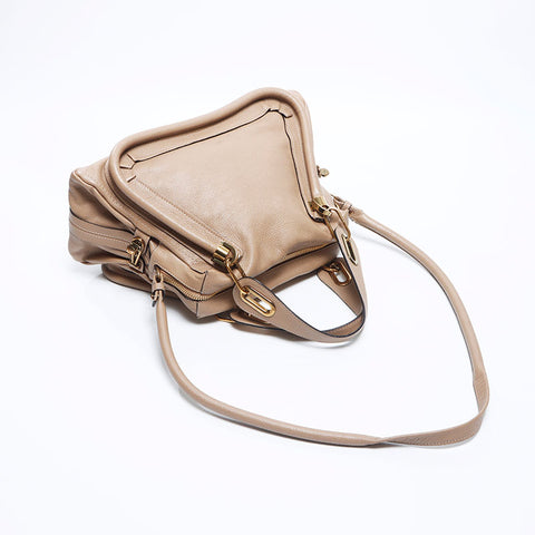 Chloe Paraty 2way Leather Shoulder Bag Beige WS11006