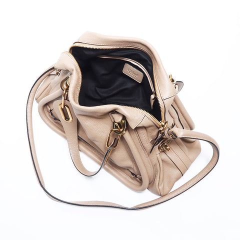Chloe Paraty 2way Leather Shoulder Bag Beige WS11006