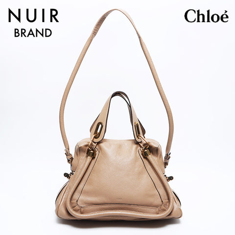 Chloe Paraty 2way Leather Shoulder Bag Beige WS11006