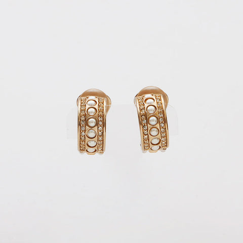 Christian Dior Pearl Hoop Earrings Gold WS11016
