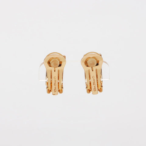 Christian Dior Pearl Hoop Earrings Gold WS11016