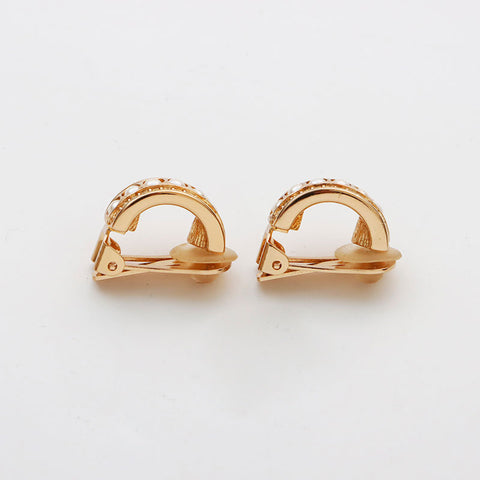 Christian Dior Pearl Hoop Earrings Gold WS11016
