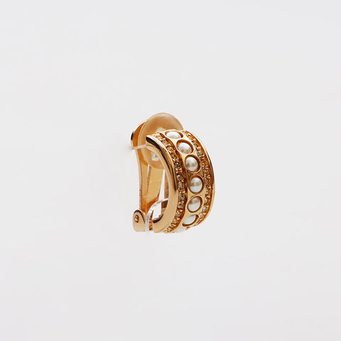 Christian Dior Pearl Hoop Earrings Gold WS11016