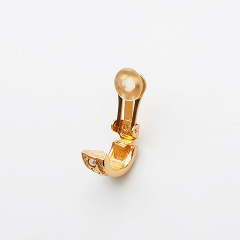 Christian Dior Pearl Hoop Earrings Gold WS11016