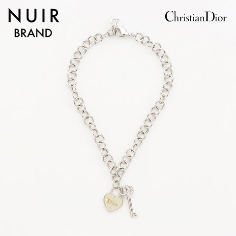 クリスチャンディオール Christian Dior 南京錠 ハート キー チェーン ブレスレット シルバー WS11026