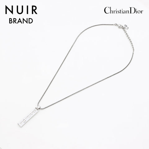 クリスチャンディオール Christian Dior ロゴプレート ネックレス シルバー WS11028