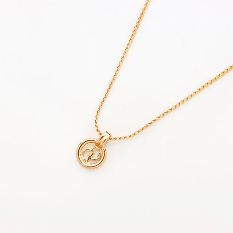 Christian Dior Logo Round Necklace Gold WS11030