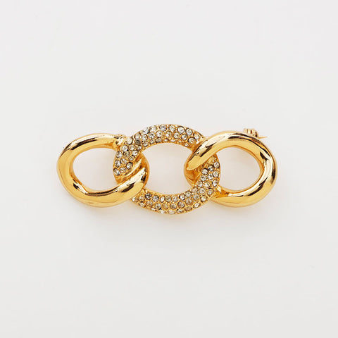 Christian Dior Rhinestone Brooch Gold WS11040