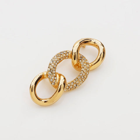 Christian Dior Rhinestone Brooch Gold WS11040