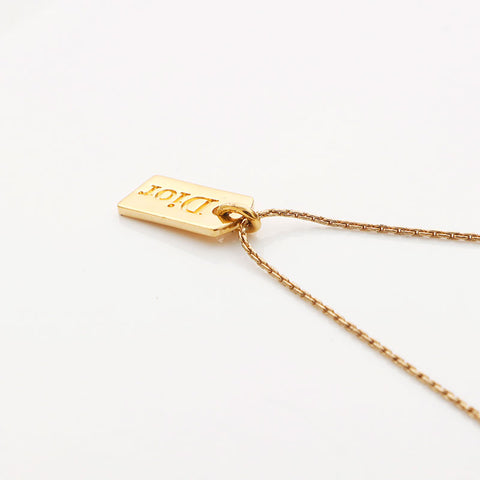 Christian Dior Logo Plate Collier Gold WS11052