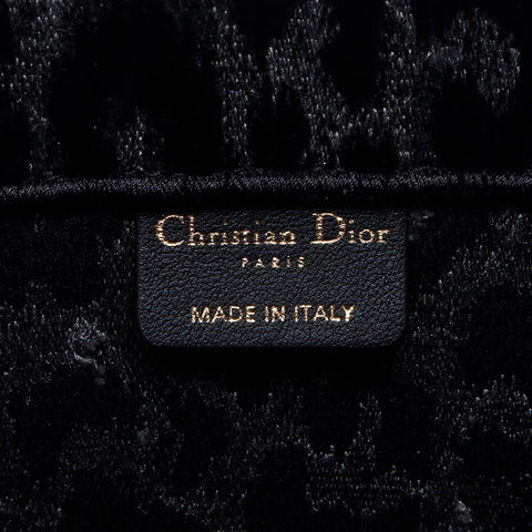 クリスチャンディオール Christian Dior 2021 ベロア ブックトート レオパード Mサイズ トートバッグ ブラック WS11063