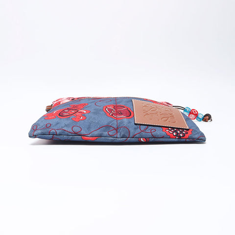 Loewe Paula的Ibiza Canvas Leather Anagram肩带蓝色粉红色WS11066
