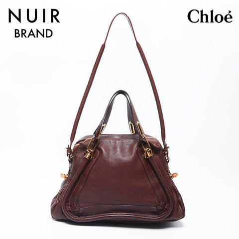 Chloe Paraty 2way皮革肩带棕色WS11067
