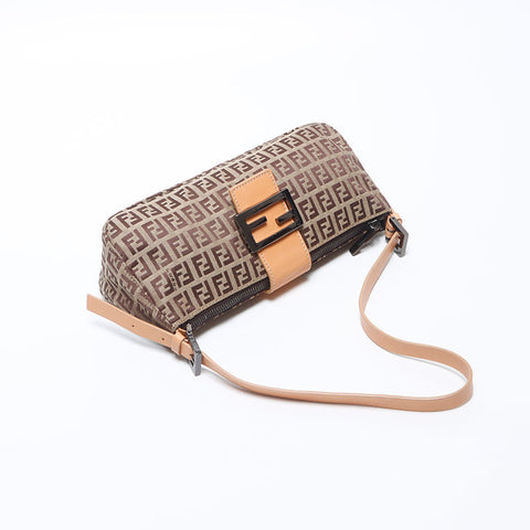 Fendi Zucchino Mamma Bagget帆布迷你肩袋棕色WS11068