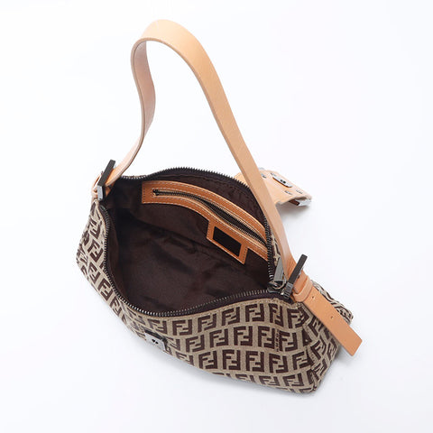 Fendi Zucchino Mamma Bagget帆布迷你肩袋棕色WS11068