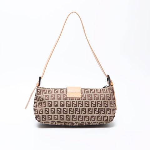 Fendi Zucchino Mamma Bagget帆布迷你肩袋棕色WS11068