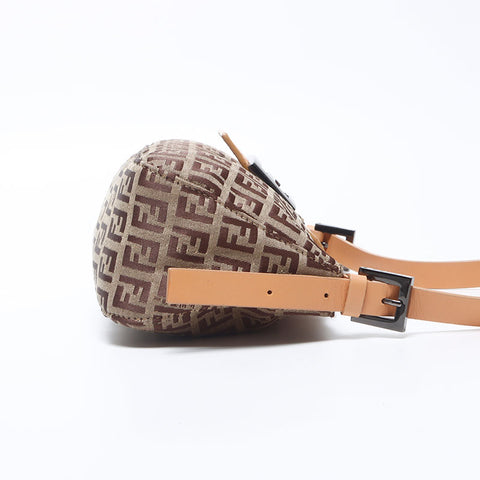 Fendi Zucchino Mamma Bagget帆布迷你肩袋棕色WS11068