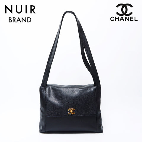 シャネル CHANEL 4番台 キャビアスキン ココマーク ターンロック ショルダーバッグ ブラック WS11070 – NUIR VINTAGE