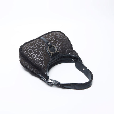 Salvatore Ferragamo Gancini Boa Mouton肩带黑色WS11071