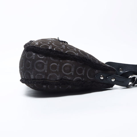 Salvatore Ferragamo Gancini Boa Mouton肩带黑色WS11071