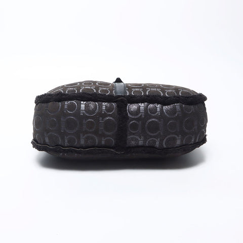 Salvatore Ferragamo Gancini Boa Mouton肩带黑色WS11071