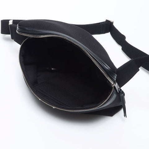 Yves Saint Laurent Yves Saint Laurent徽标画布银五金腰包肩袋黑色WS11073