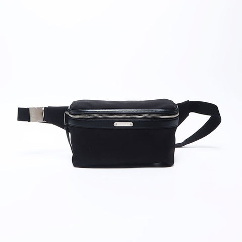Yves Saint Laurent Yves Saint Laurent徽标画布银五金腰包肩袋黑色WS11073