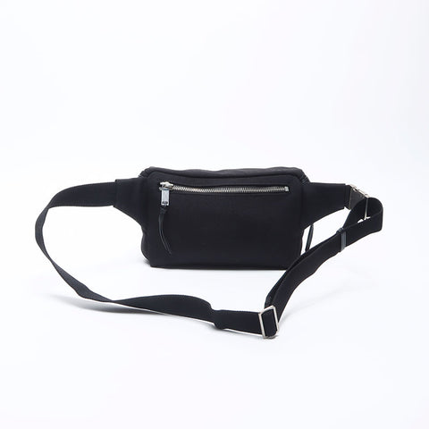 Yves Saint Laurent Yves Saint Laurent徽标画布银五金腰包肩袋黑色WS11073