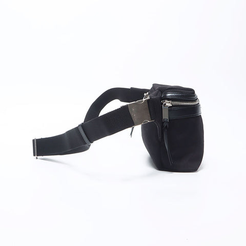 Yves Saint Laurent Yves Saint Laurent徽标画布银五金腰包肩袋黑色WS11073