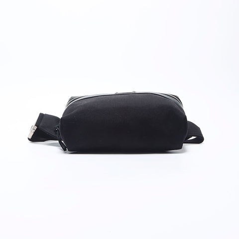 Yves Saint Laurent Yves Saint Laurent徽标画布银五金腰包肩袋黑色WS11073