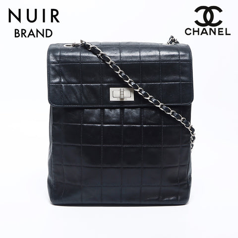 CHANEL No.6 Lambskin Chocolate Bar Back Pocket Chain Shoulder Bag black WS11079
