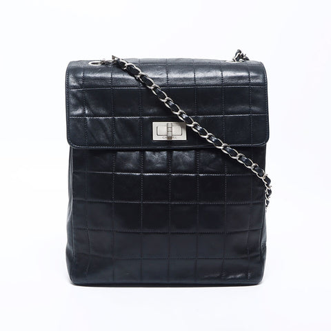 CHANEL No.6 Lambskin Chocolate Bar Back Pocket Chain Shoulder Bag black WS11079