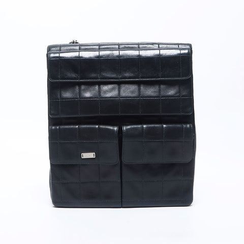 CHANEL No.6 Lambskin Chocolate Bar Back Pocket Chain Shoulder Bag black WS11079