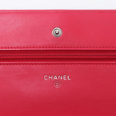 シャネル CHANEL 26番台 チェーン ウォレット ココマーク レザー　シルバー金具 2016s ショルダーバッグ ピンク WS11083