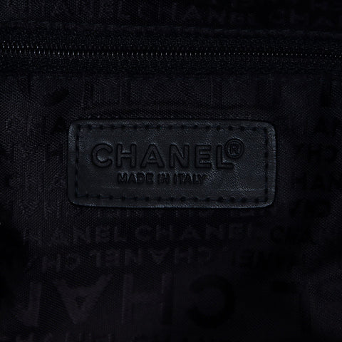 CHANEL 2001-2002 Chocolate Bar Nylon Leather Boston Bag Handbag black WS11097
