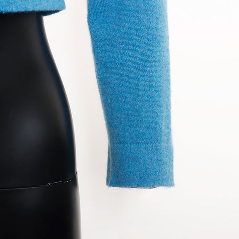 CHANEL Size34 cashmere COCO Mark button P49322 cardigan blue WS11105