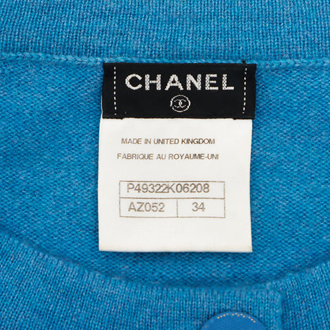 Chanel CHANEL Size34 Cashmere Coco Mark Button P49322 Cardigan Blue WS11105