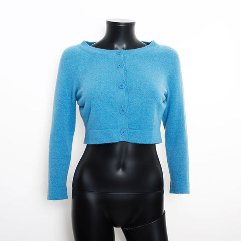 Chanel Chanel Size34 Cashmere Coco Mark Bouton P49322 Cardigan Blue WS11105