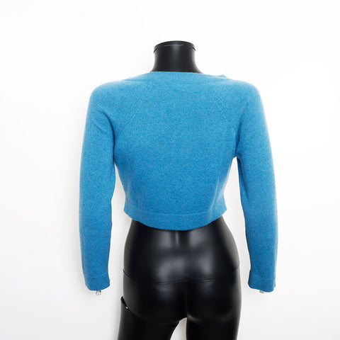 Chanel Chanel Size34 Cashmere Coco Mark Bouton P49322 Cardigan Blue WS11105