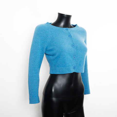 Chanel CHANEL Size34 Cashmere Coco Mark Button P49322 Cardigan Blue WS11105