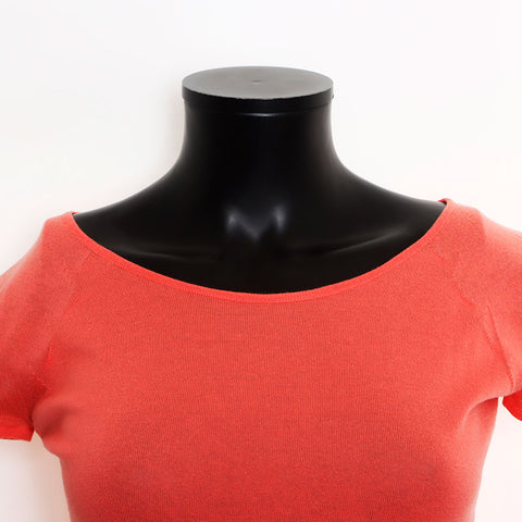 Chanel Size38 Cotton Logo Short Sleeve Knit Pink WS11106