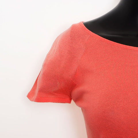 Chanel Size38 Cotton Logo Short Sleeve Knit Pink WS11106