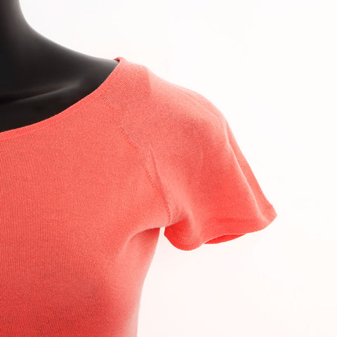 Chanel Size38 Cotton Logo Short Sleeve Knit Pink WS11106