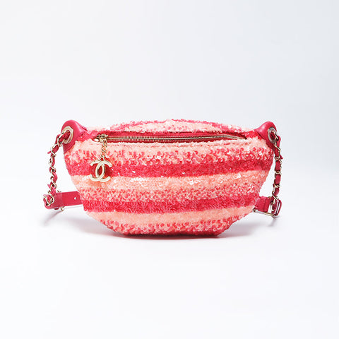 CHANEL No. 27 Lambskin Sequin Body Bag 2018s Waist bag pink WS11113