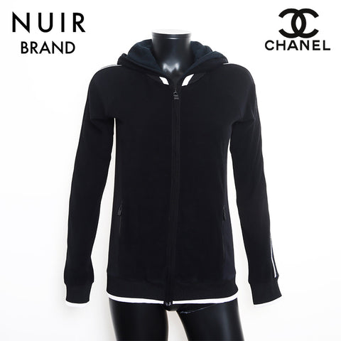 Chanel Sports Line Coco Mark Logo Track Jacket Size:38 Hoodie Black WS11117